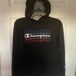 Boys Champion Logo Lightweight Hooded Sweatshirt Sz Lg